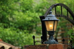 a gatepost lamp