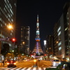 夜の桜田通りからの東京タワー