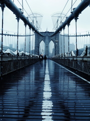 雨と吊り橋