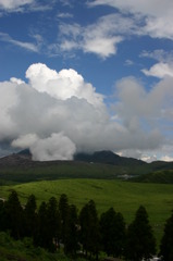 阿蘇中岳火口と草千里