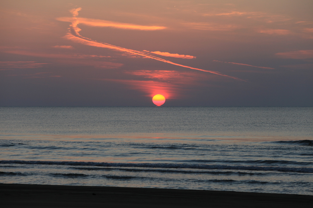 千里浜の夕陽