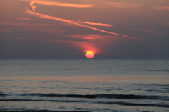 千里浜の夕陽