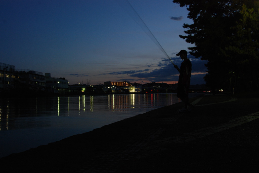 夕暮れの釣り