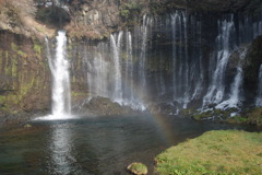 白糸の滝にかかる虹