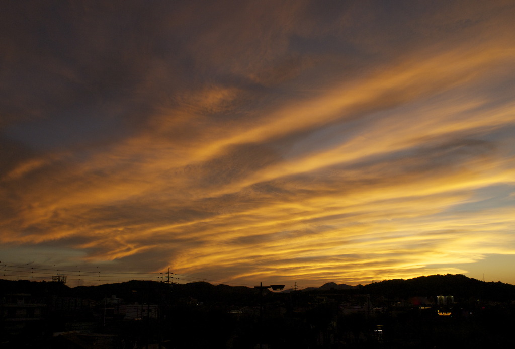 歩道橋から見た夕空