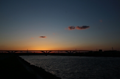 荒川夕焼け　強風