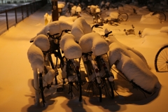 雪の自転車置き場