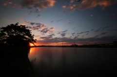 荒川の夕日