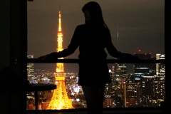 東京タワー　シルエット娘