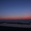 日本海の夕日後