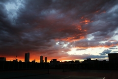 強風の夕焼け