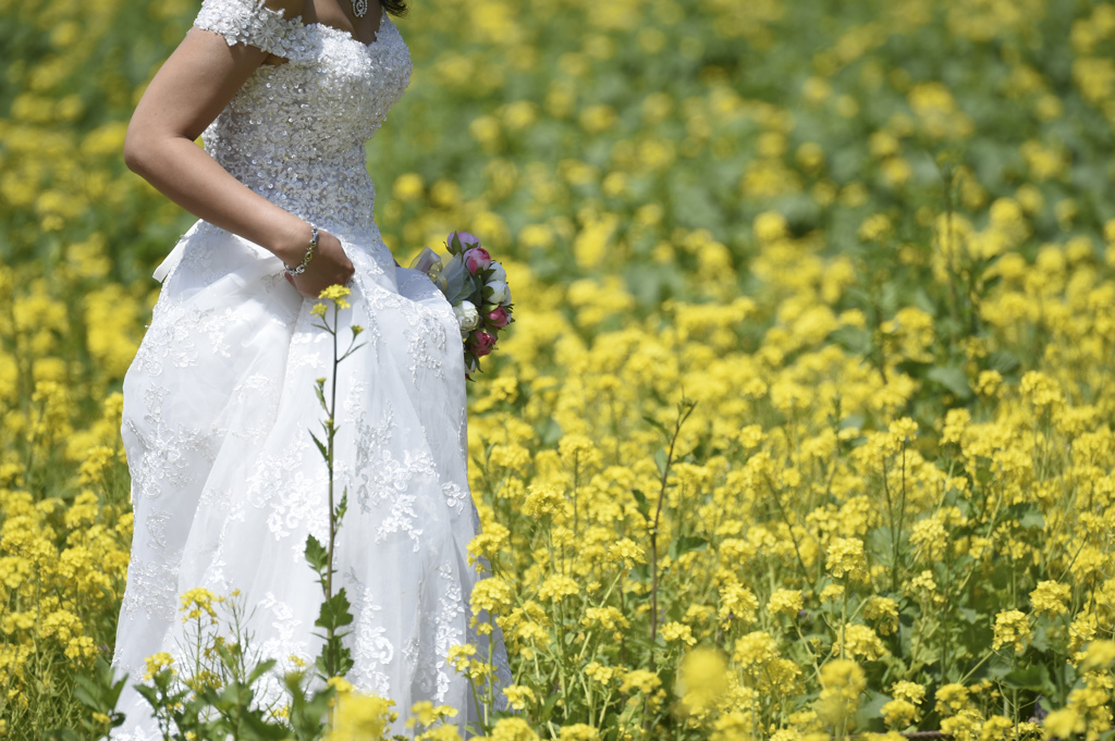 花畑の中の花嫁