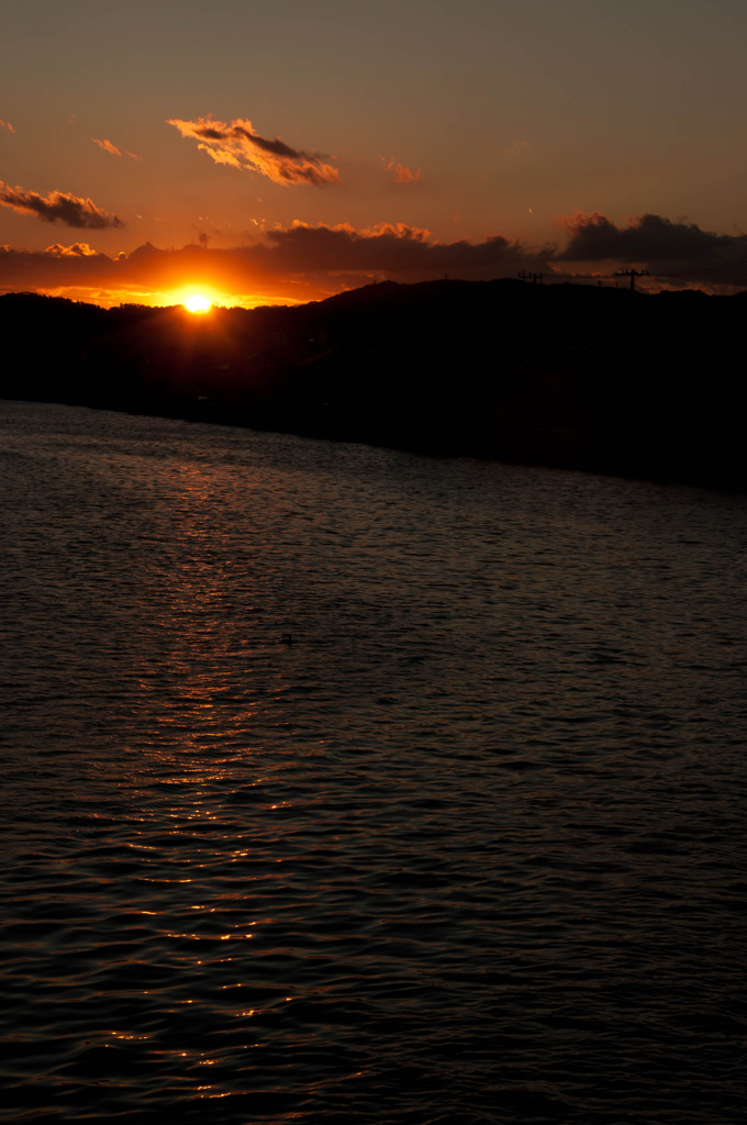 野島付近の夕映