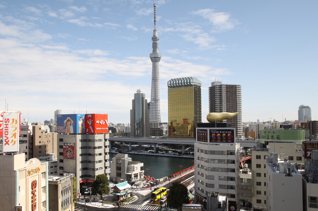 東京雪景浅草からスカイツリー