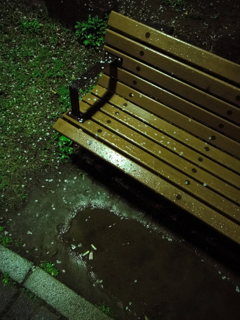 雨のベンチ