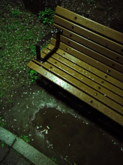 雨のベンチ