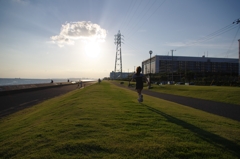 夕陽に向かって・・・