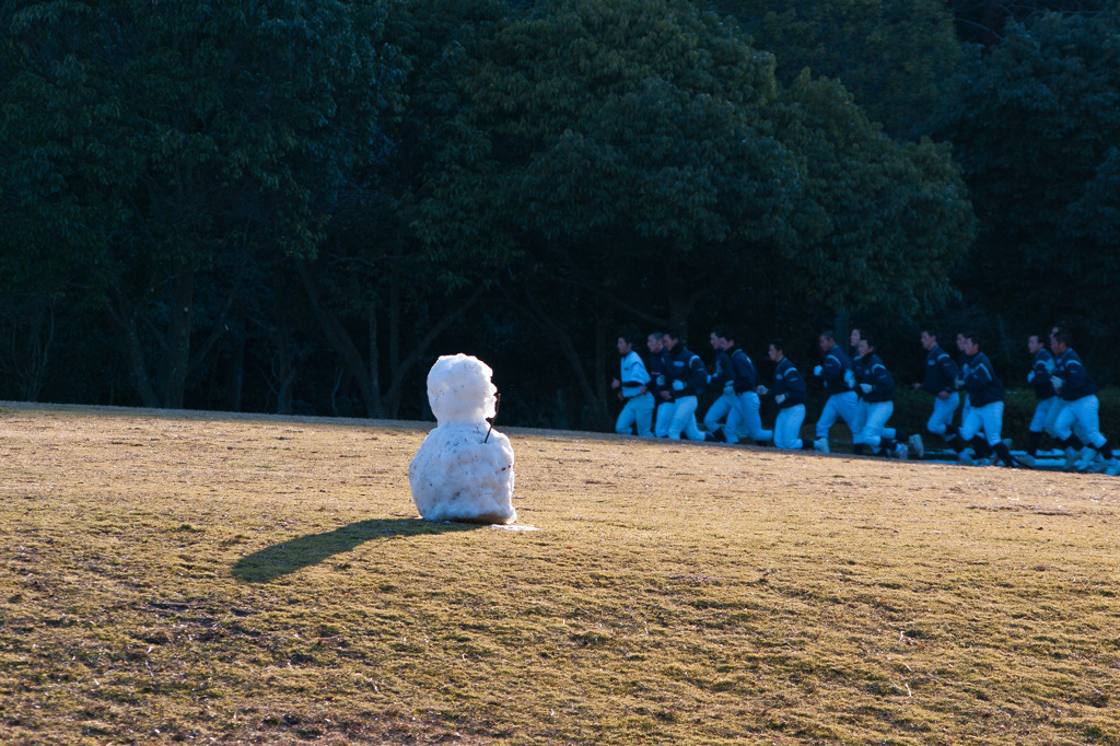 翌日の雪だるま