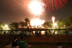 千波湖の花火