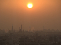 堺工場地帯の夕日