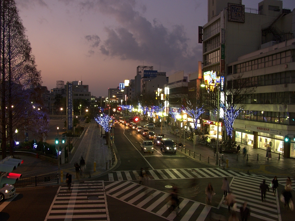 夕暮れの交差点