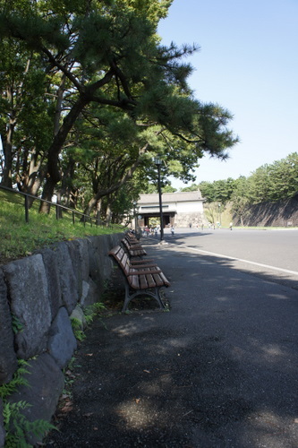 『ベンチ　日陰って涼しい。』