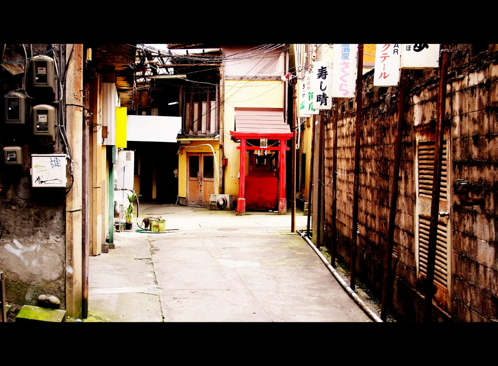 路地裏と鳥居
