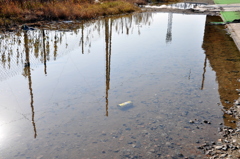 水面に映る空は遠く