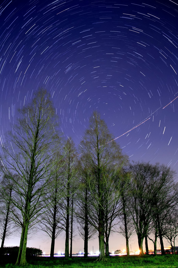 星空と飛行機