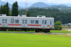 緑を駆け抜けて走る