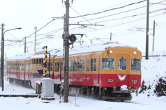 ダブルデッカー君～！雪の中を走る