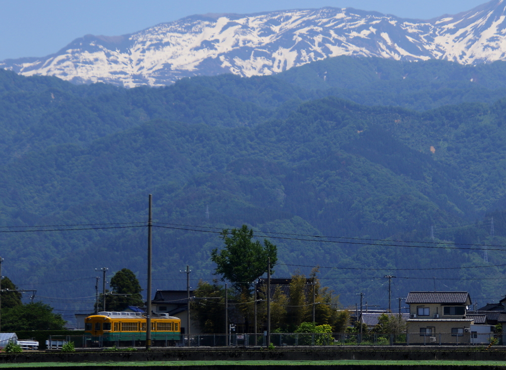 残雪とカボチャ電車君
