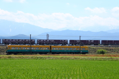 レッドサンダーが貨物を連れてやってきた～！（カボチャ電車君も参戦）