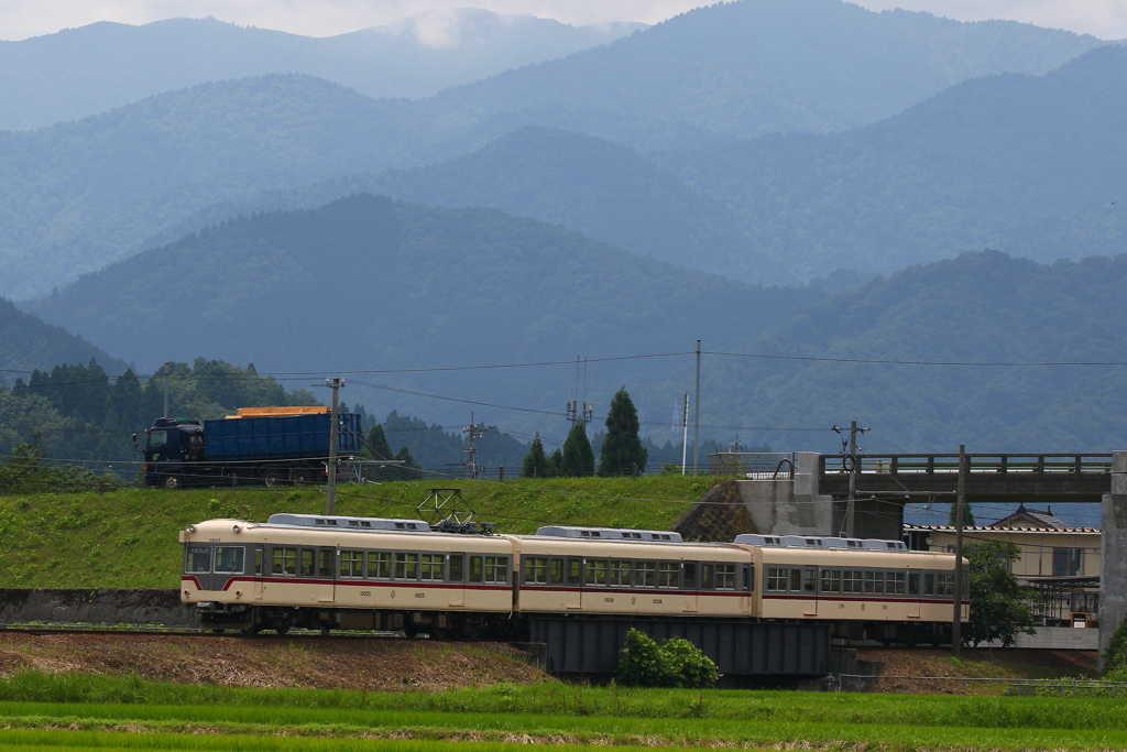 ダイコン電車がくぐり抜けて行くよ～♪