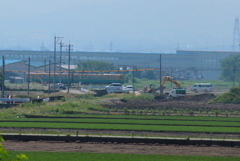 カボチャ電車君が風景に溶け込んで