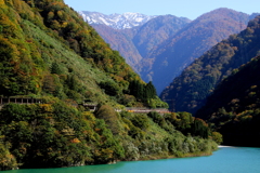 移り変わる山々とトロッコ列車