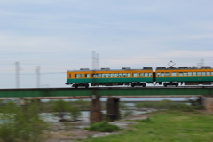 流して、かぼちゃ電車君玩具のように