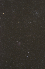 ふたご座の散開星団M35とオリオン座モンキー星雲NGC2175