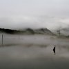 上高地大正池の朝靄