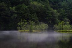 明神湖朝霧