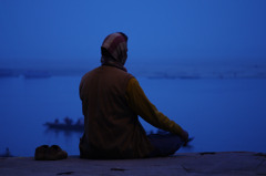 a meditator in Varanasi