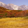 空と山と紅葉と