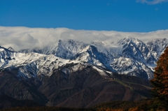 神城から見た白馬