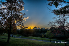 公園の夕景