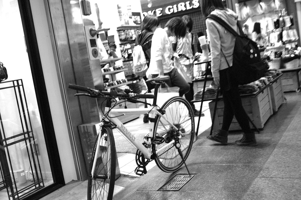 自転車とショッピング