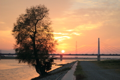四国三郎橋の夕焼け