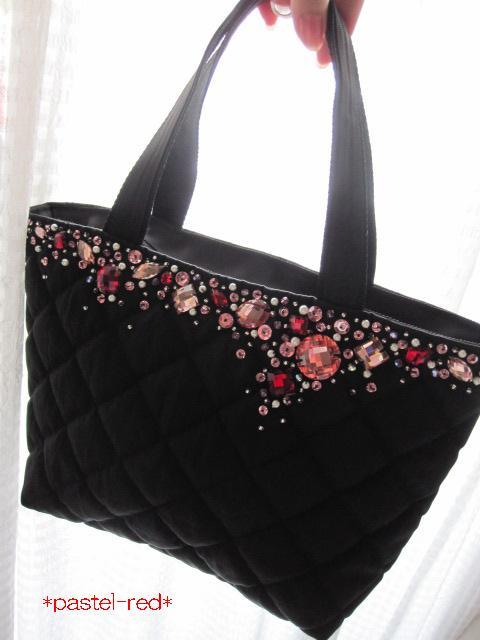 hand made★キラキラパーツのミニトート