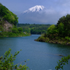 精進湖と富士山