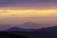 城ケ倉から望む岩木山の夕焼け