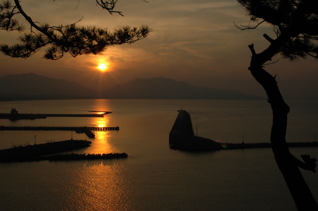 夕日　魚見山